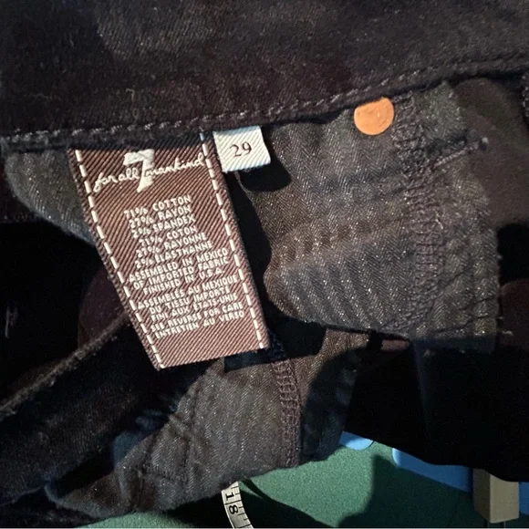 7 For All Mankind Skinny Black Velvet Jeans Size 29 - Picture 8 of 8